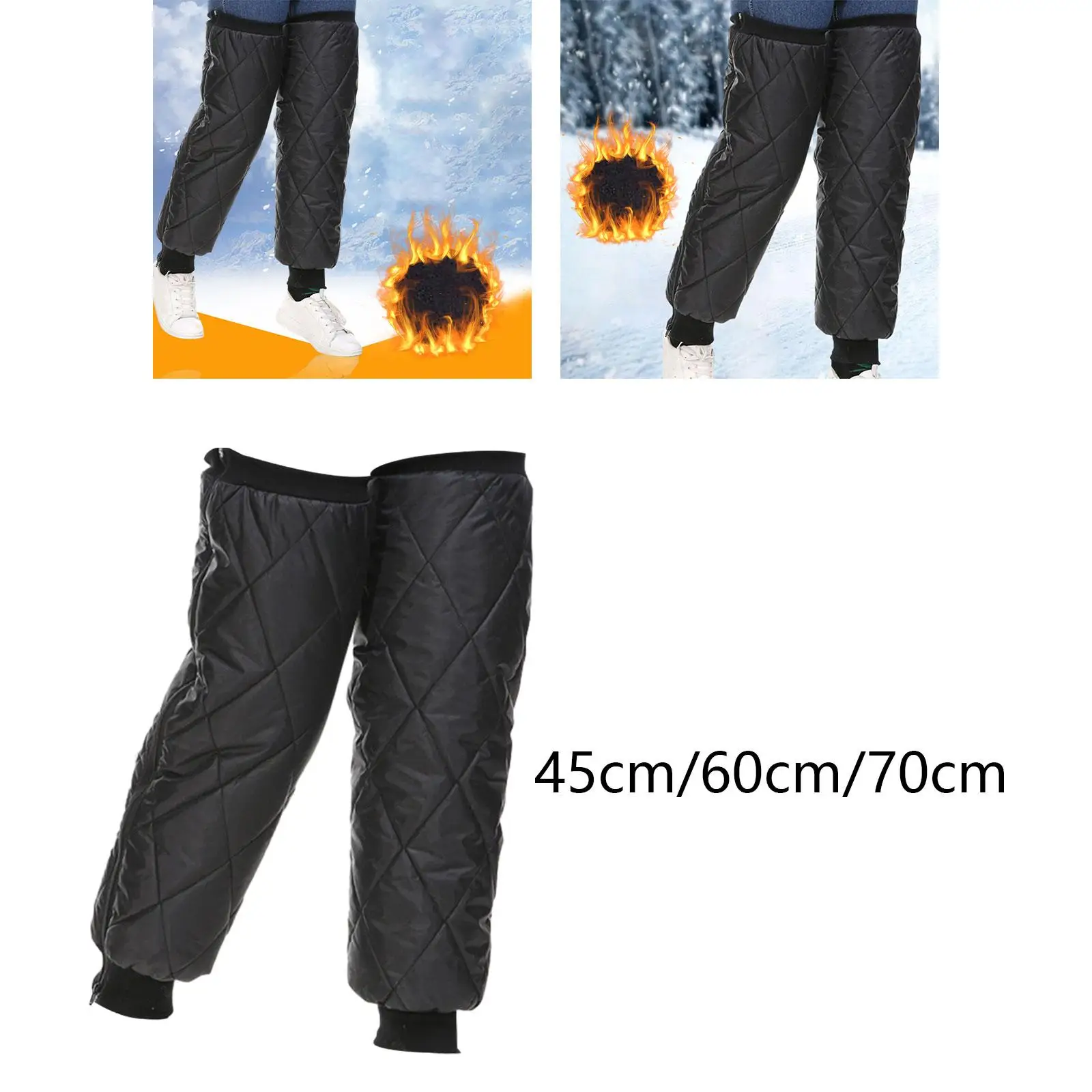 1 Pair Leg Warmers Legwarmer Thermal Protective Gear Zipper Leg Gaiter Leg Sleeves for Outdoor Winter Working Men Women Fishing