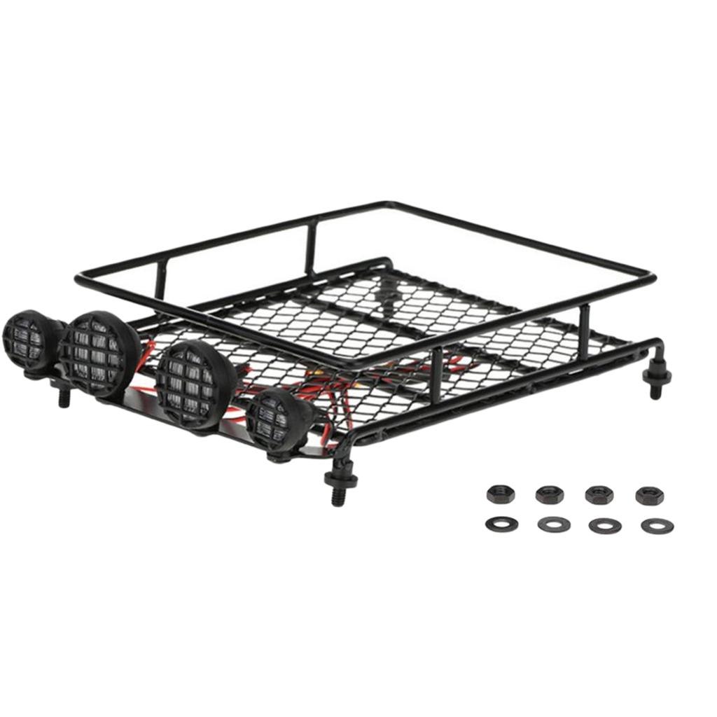 RC Car Parts Roof Rack w/ LED Lights for 1:8 1:10 CC01 RC4WD D90 SCX10 Axial