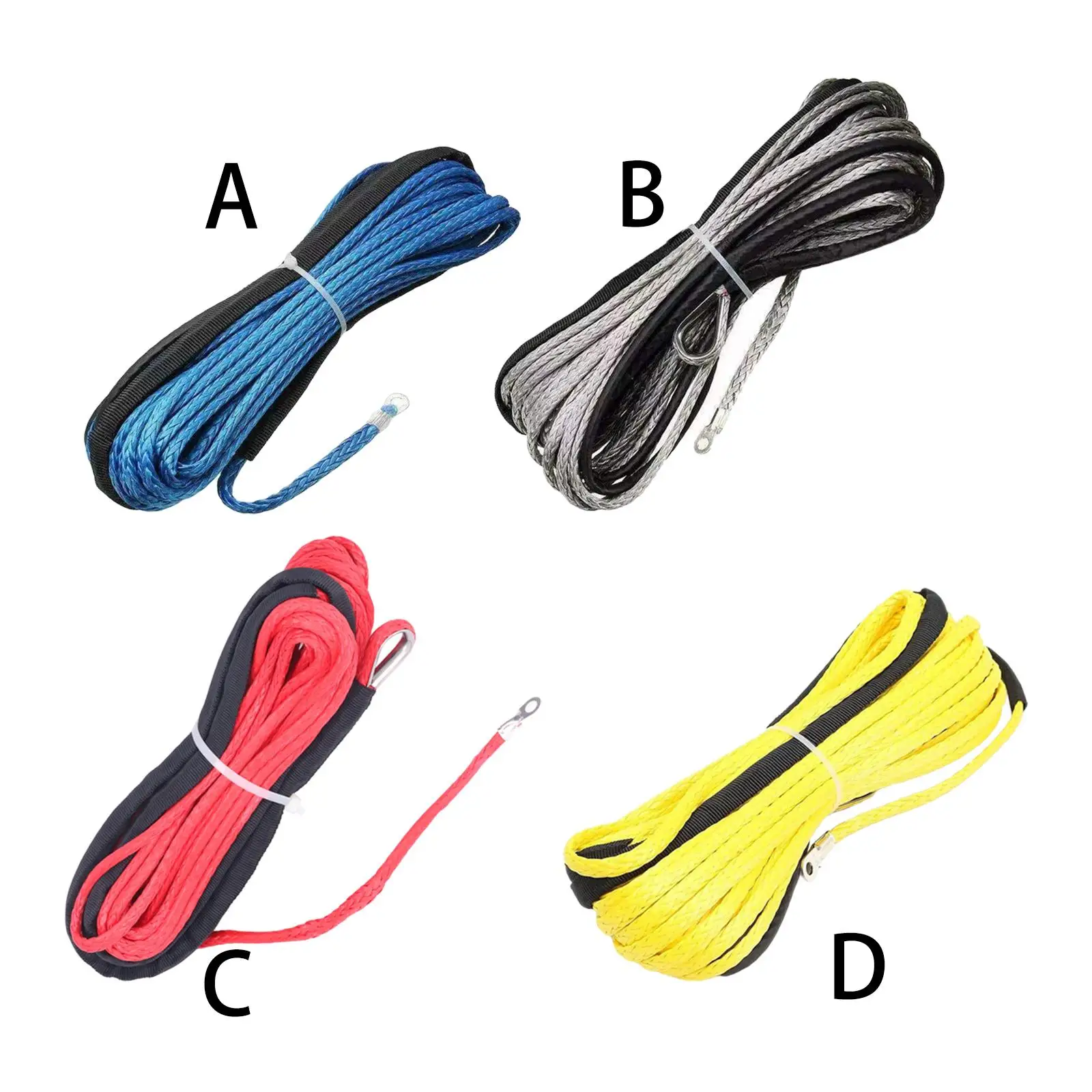 Synthetic Winch Rope 50` Universal Road  Rope  Vehicles Towing durable four.8mm Towing Winch Cable Cars UTV RV Boat Truck