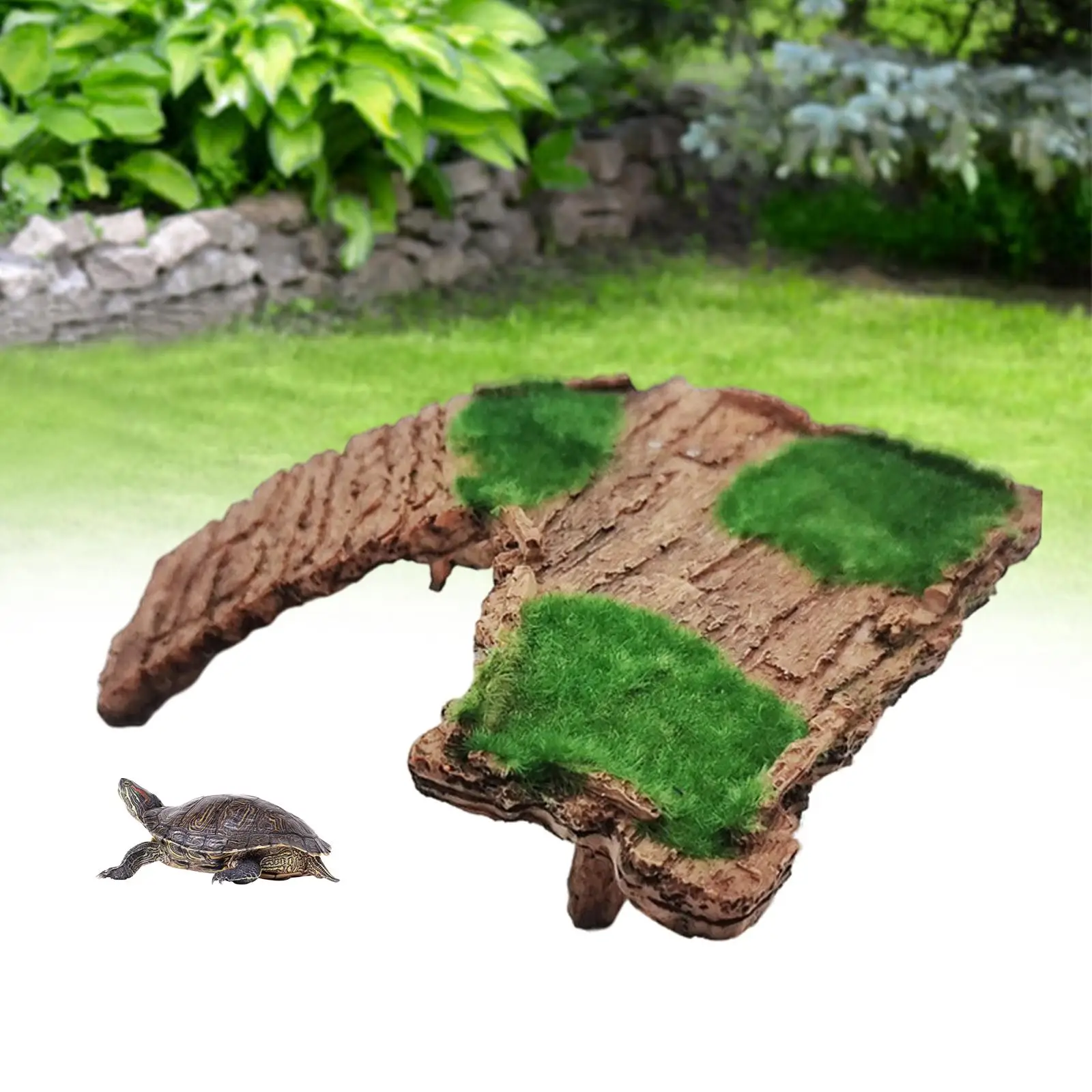 Resin Turtle Terrapin Dock Tortoise Basking Platform with Ramp Cave Hide-Out