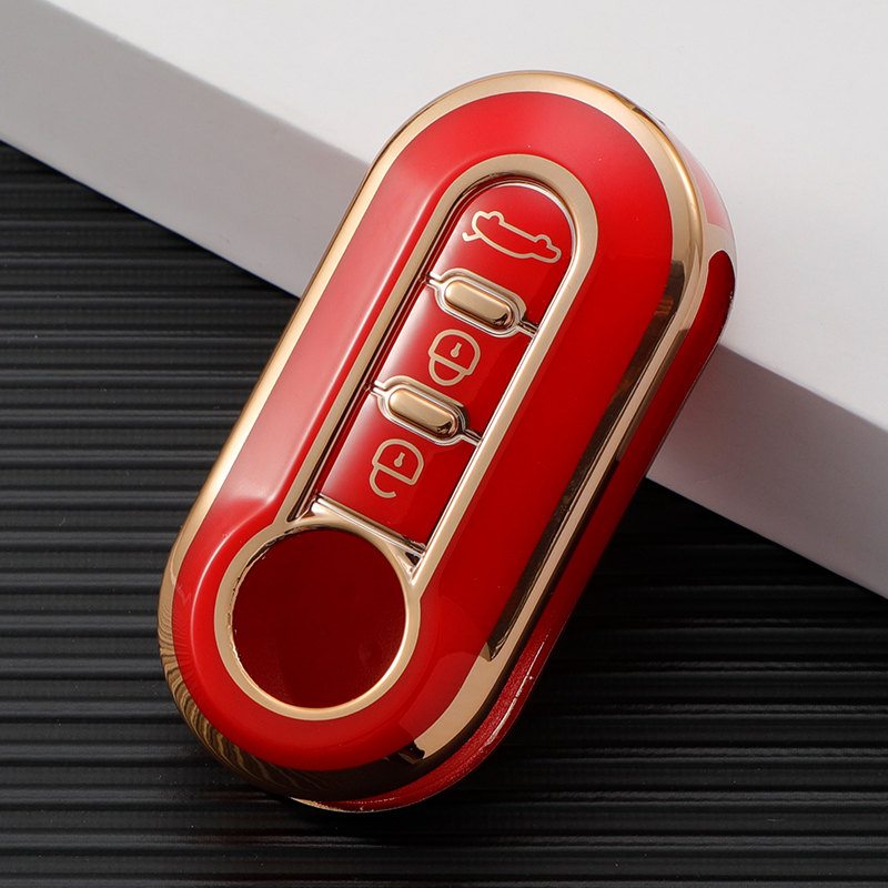 3-Tasten für Fiat 500 Ducato Panda Punto Gold TPU Auto Flip Klappschlüsselhülle Fernschlüsselgehäuse Halter Protecor Schlüsselanhänger – Detail 8