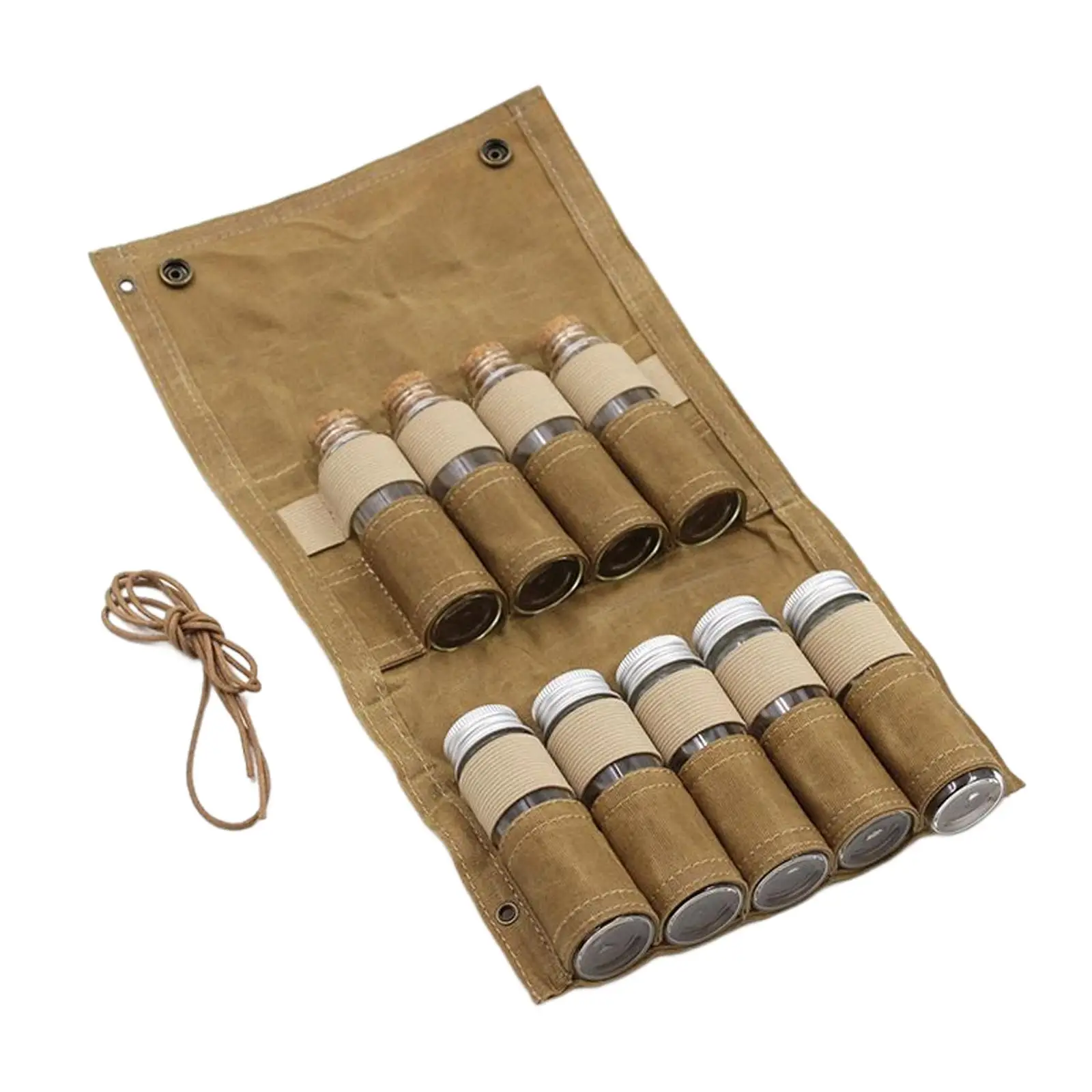 Portable Barbecue Canvas case 9 Spice Jar Mini Holes Set for Hiking Traveling