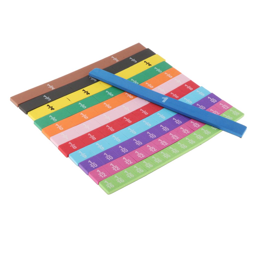 83pcs Colorful  Rainbow Counting Fraction Tiles Mathematics Montessori Teaching