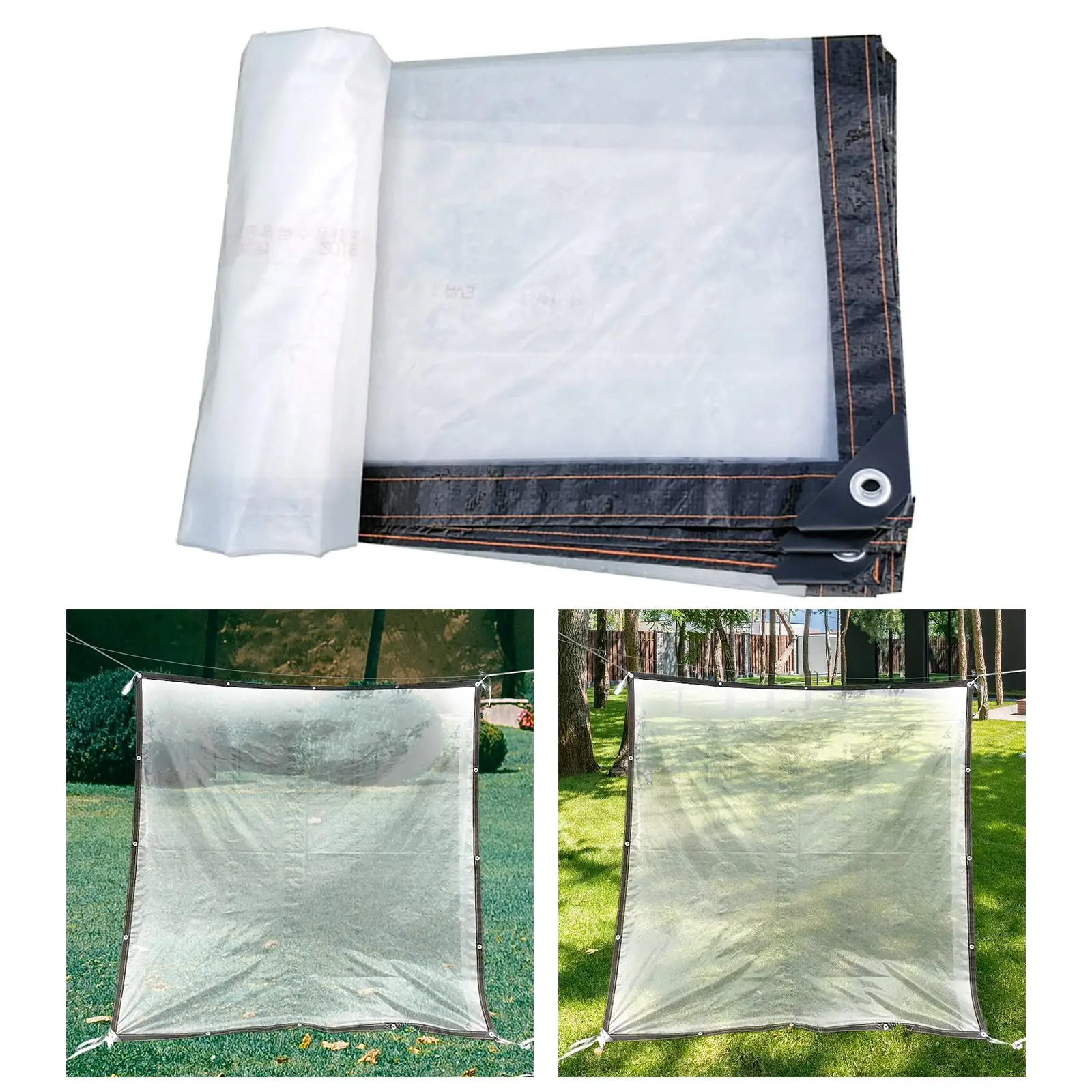 Clear Waterproof Tarp with Grommets Heavy Duty Reinforced Corners Tear Resistant