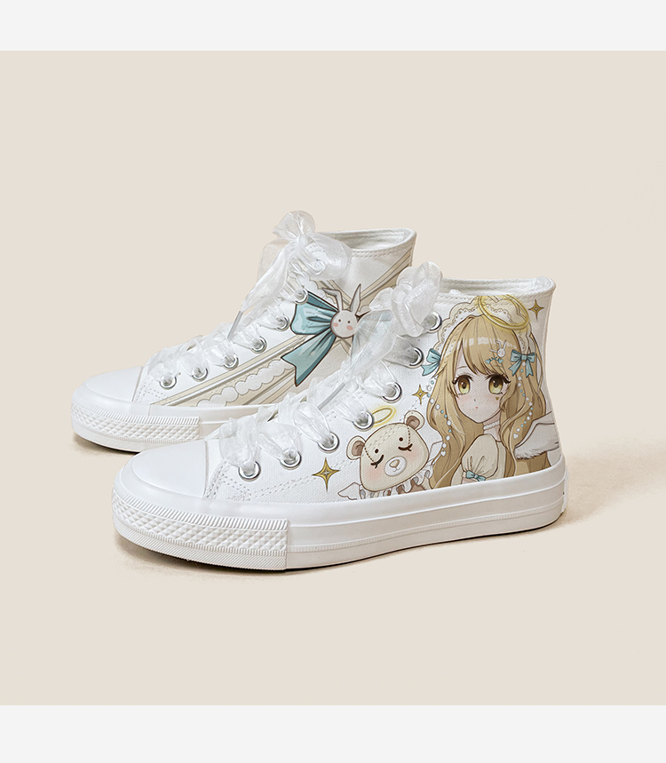 Amy und Michael Lolita Schuhe Schöne Mädchen Studenten High Top Handbemalte Canvas Sneakers Atmungsaktive Kawaii Frauen Casual Trainer – Detail 7