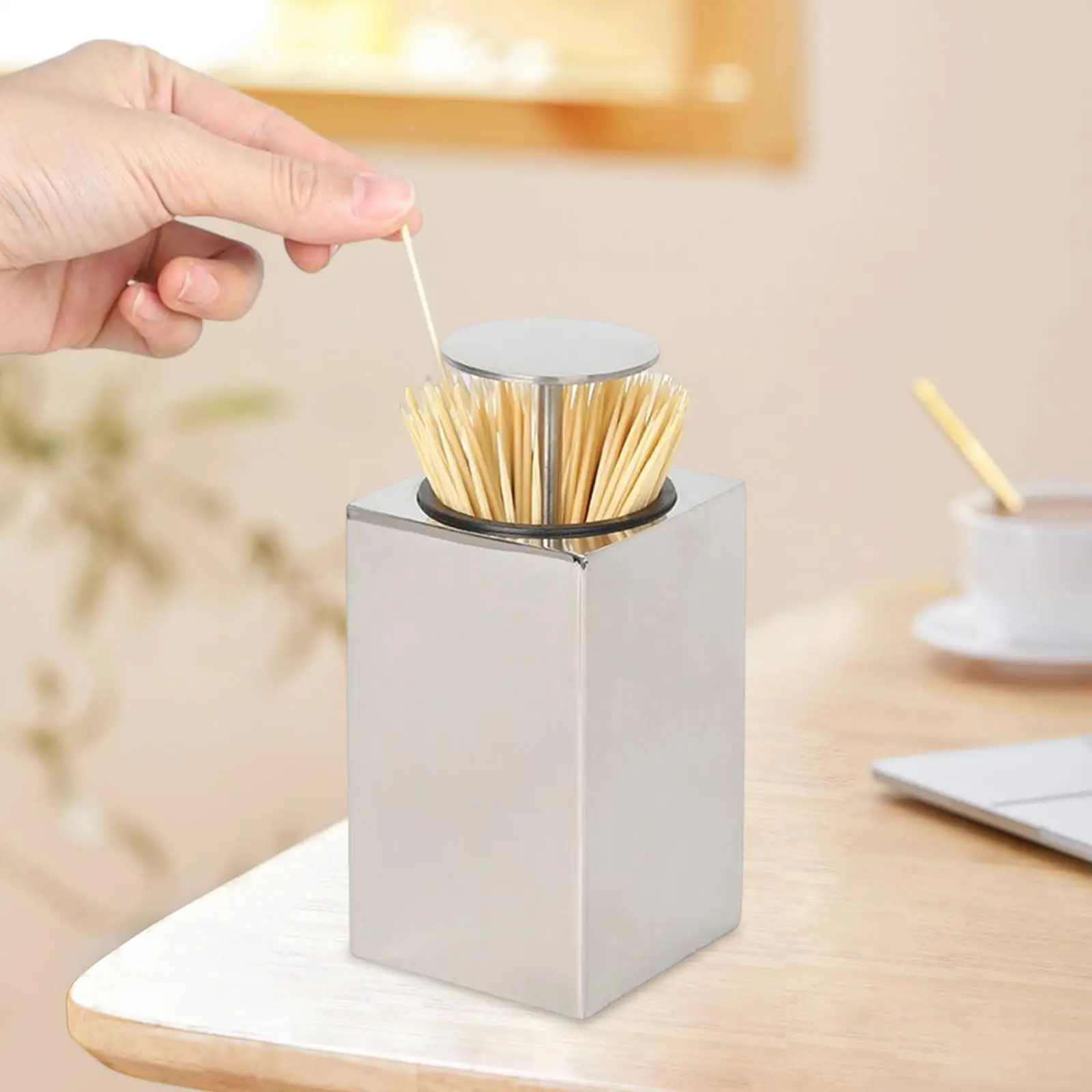 Toothpick Dispenser Retractable Push Button Top Toothpick Box for houses restaurants Decor