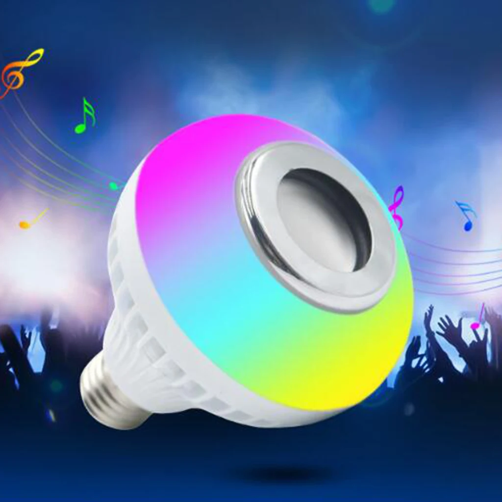 Bluetooth Speaker E27 LED RGB Lamp, Dimmable Lightbulb, Color-changing Light Bulb with Adjustable Volume