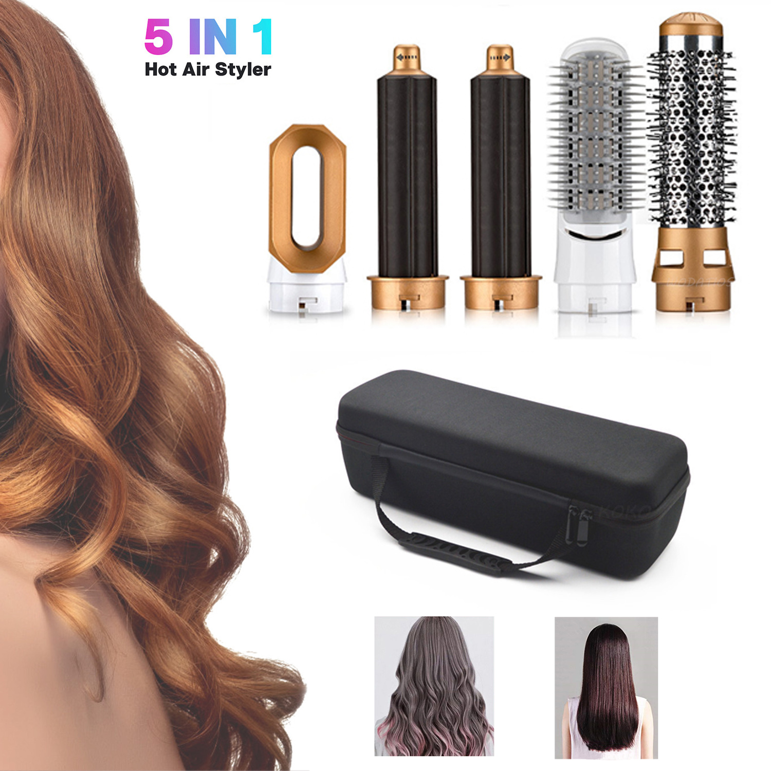 Best of Electric Hair Dryer 5 In 1 Kit Hair Comb Negative Ion Straightener Brush Blow Dryer Air Comb Curling Wand Detachable Brush Kit Reviews & Tips