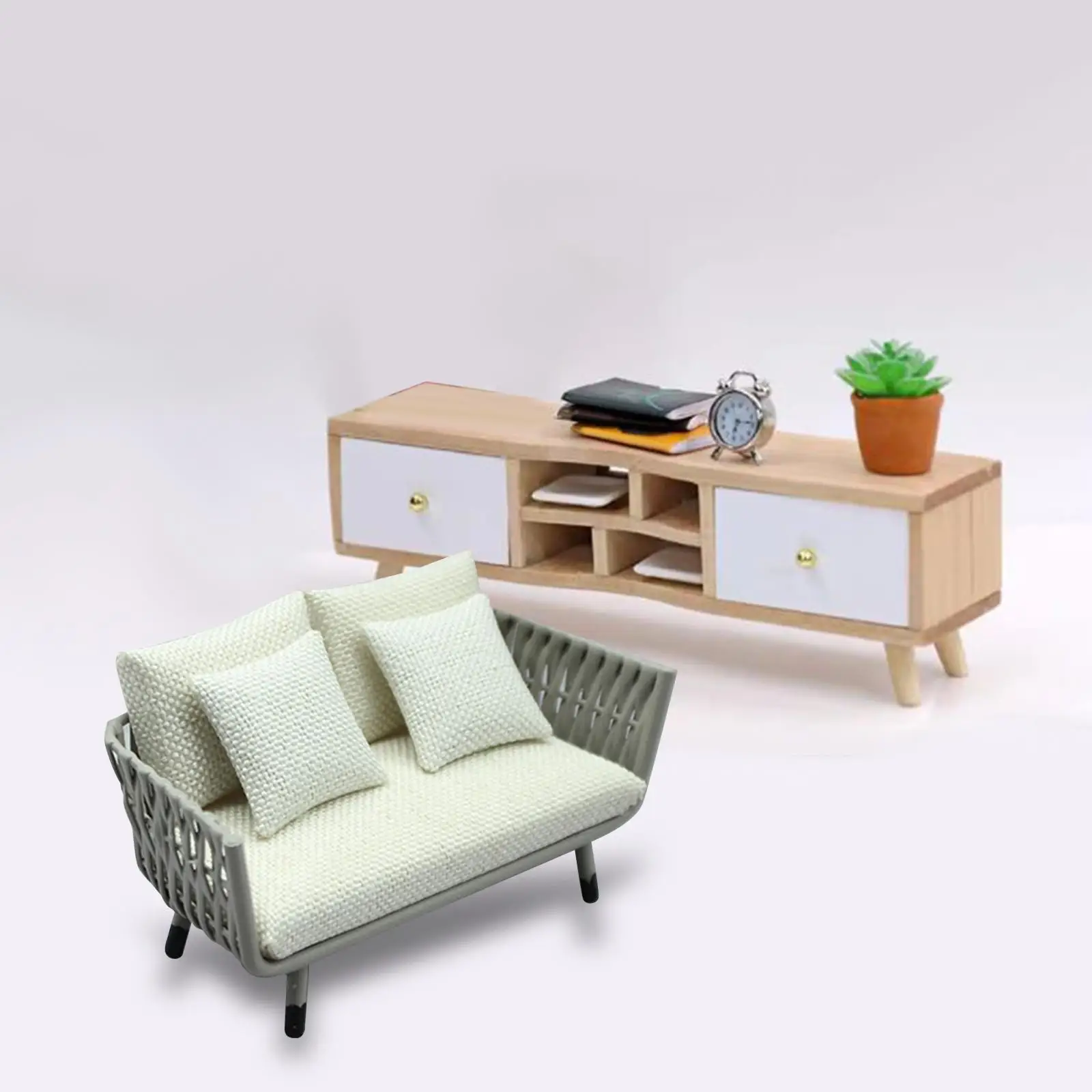 1/12 Dollhouse Sofa Mini Sofa Furniture Model for Micro Landscape Livingroom Photo Props 1/12 1/15 Scale Doll House Kids Gifts