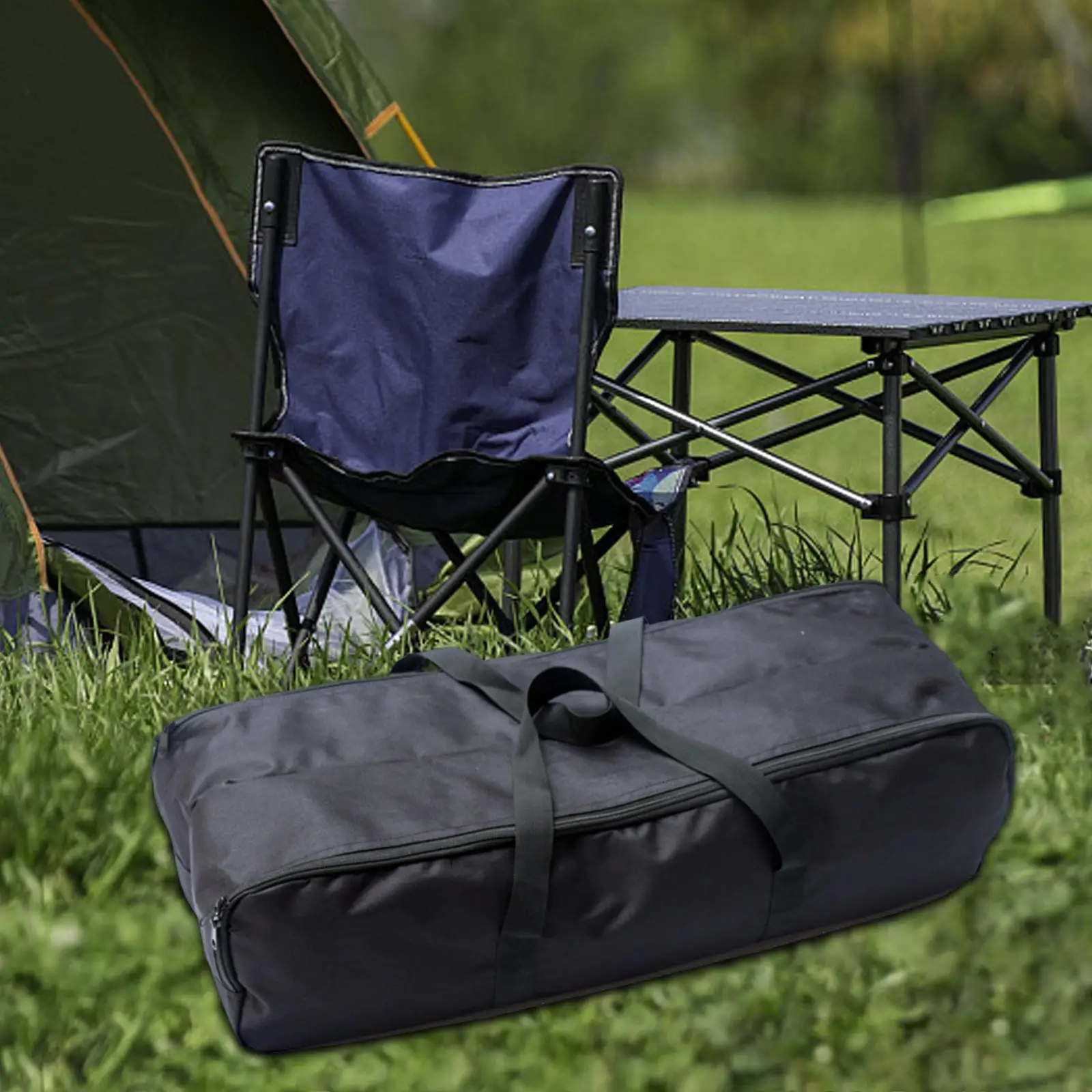 Outdoor Folding Chair Storage Bag Oxford Cloth Durable Size 26.4x11.4x7.5inch Organizer Pouch Waterproof Black Carrying Bag