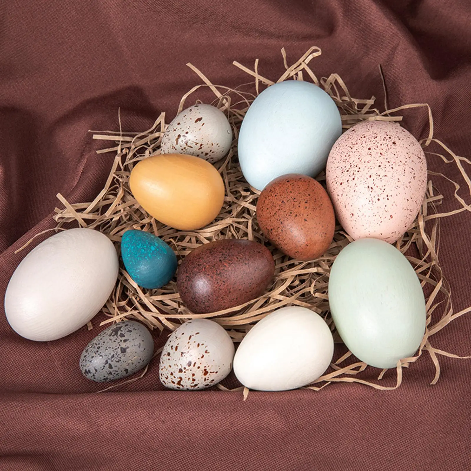 12 Pieces Wooden Simulation Egg DIY Painting for Children`s Easter Gifts