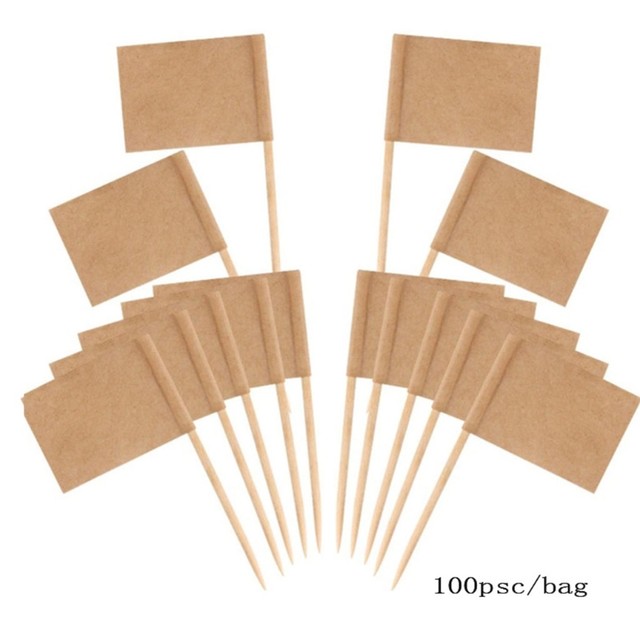 100 Cure-dents Papier Kraft Vierges - Pour Charcuterie, Fromage, Cupcakes - Écriture Des Deux Côtés