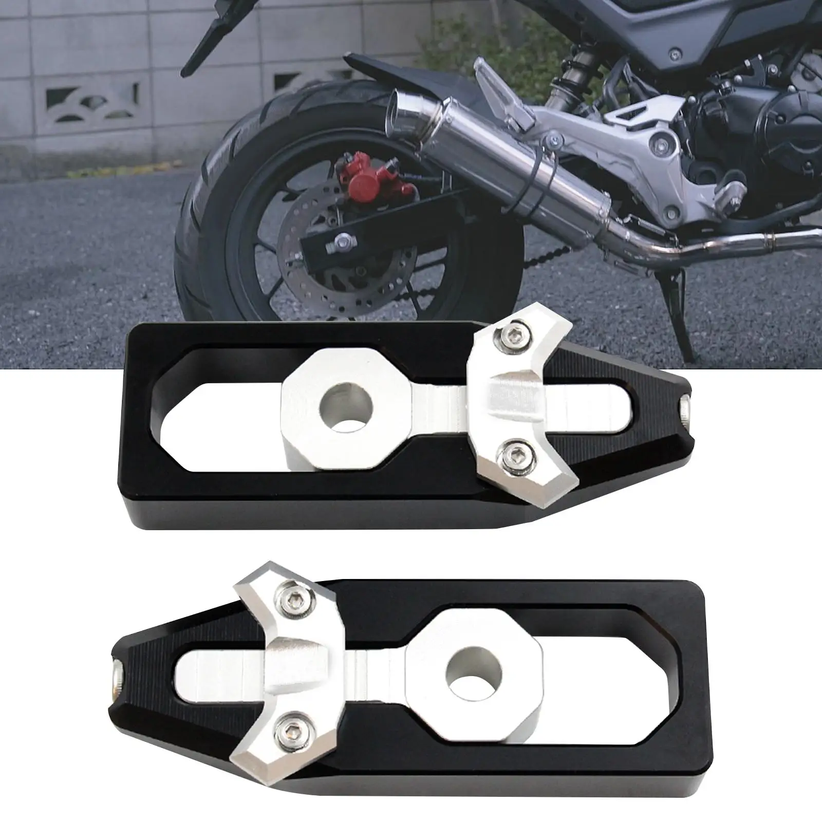 2 Pieces Motorcycle Chain Adjuster Set Motorcycle Chain Adjusting Tool