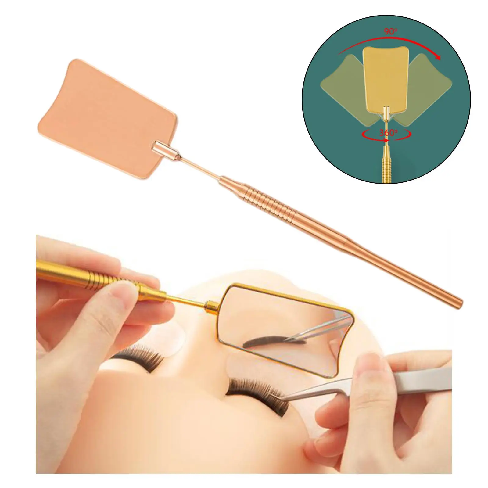 Fan Shaped Rotation Handheld Beauty Eyelash Lash Check Mirror Accessories Easy to Operate for Extensions Durable Professional