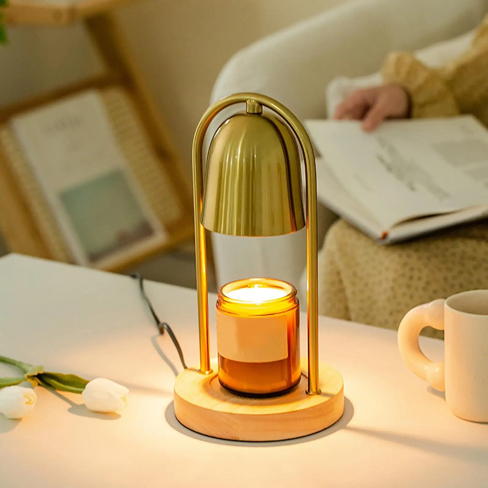 Candle Heater for Aromatherapy Melting Compatible with Yankee Candle Dimmable Creative Romantic Table Lamp Waxing Burner Lantern