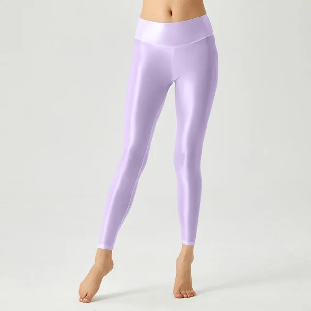 See Through Booty Stretchy Fitness Leggings Women Shiny Sheer