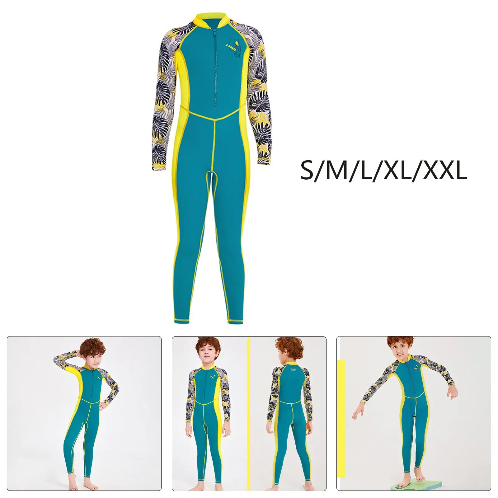 Kids Wetsuits Swimsuit Jumpsuit Full Body Front Zipper Quick Drying UV Protection Long Sleeve for Boys for Kayaking Diving