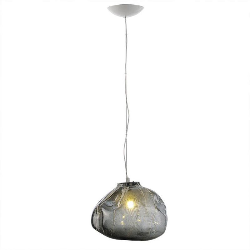 Nordic Designer Smoke Gray Cloud Glass Hanging Chandelier Hotel Living Room Art LED Pendant Lamp Staircase Decor Lights Fixtures