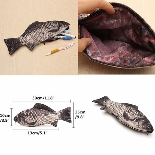 鉛筆バッグ鯉ペンバッグリアルな魚の形のメイクアップポーチペン