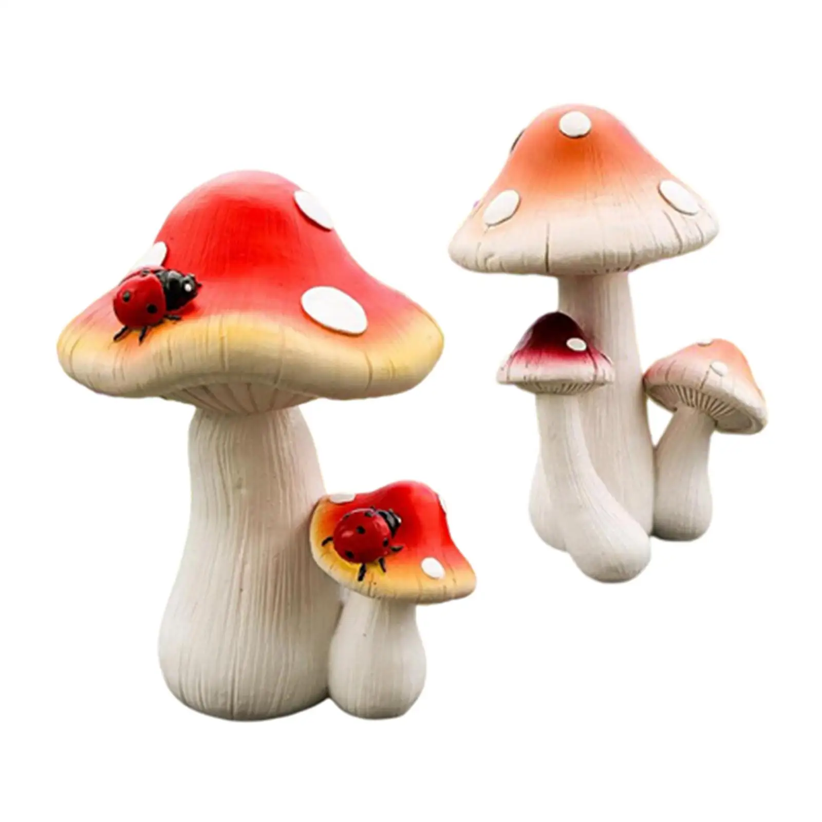 Simulation Mushroom Statue Mushroom Figures Miniature Mushroom Sculpture for Garden Home Outdoor Indoor Courtyard Ornament