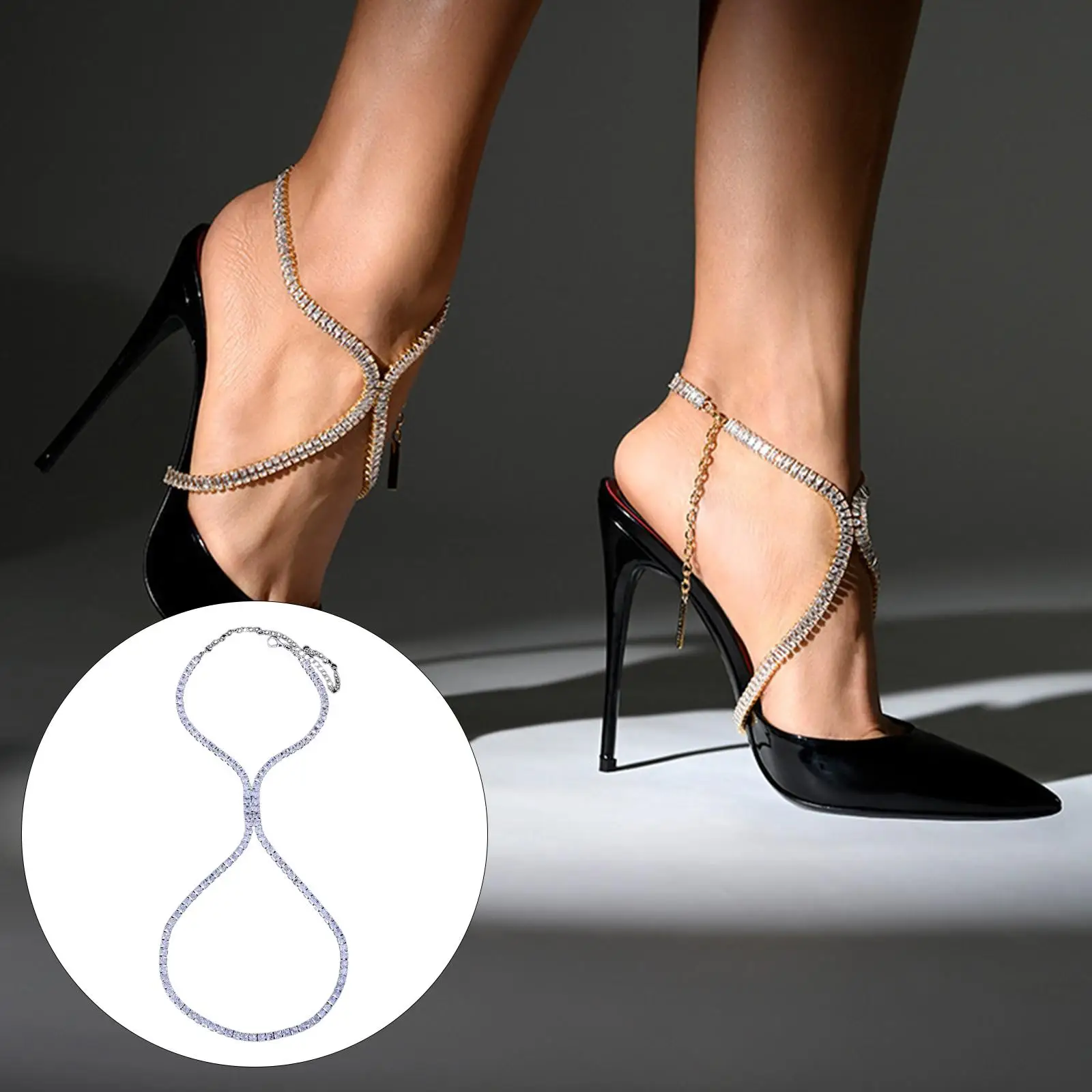 Crystal High Heel Anklet Jewelry for Sandals Accessories Wedding Women Girls