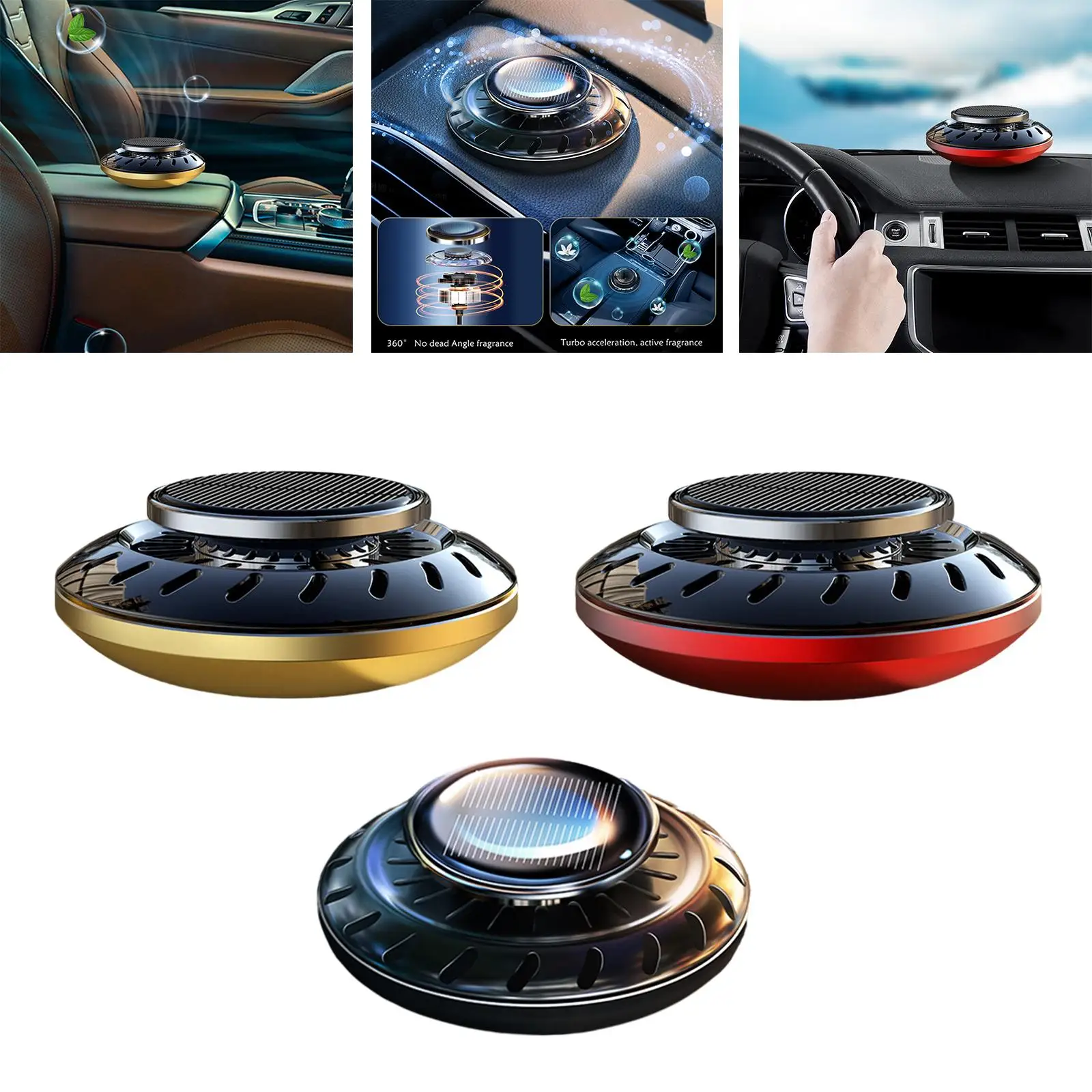 Modern Car Air Freshener Solar Powered Rotating Crafts Aromatherapy Diffuser for Vehicle Accessories Home Living Room Ornament