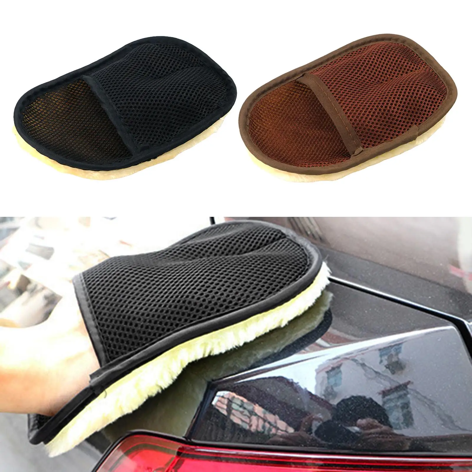 Car Wash Mitt Artificial Wool High Density Soft Scrubber for Motorcycles Automotive Auto Washing Polishing