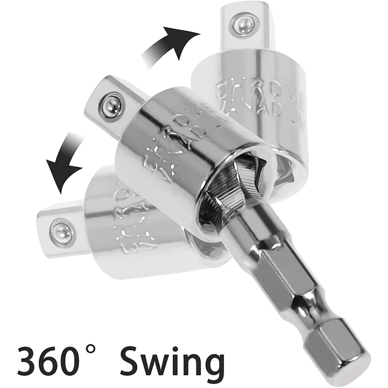 Steckschlüssel-Lenk adapter 1/4 "3/8" 1/2 "360-Grad-Drehhülsen-Ratschenschlüssel kombinierter Konverter – Detail 2