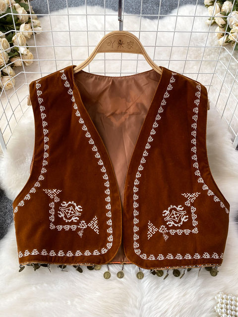 EAPHI EMBROIDERY CORD VEST ベージュ