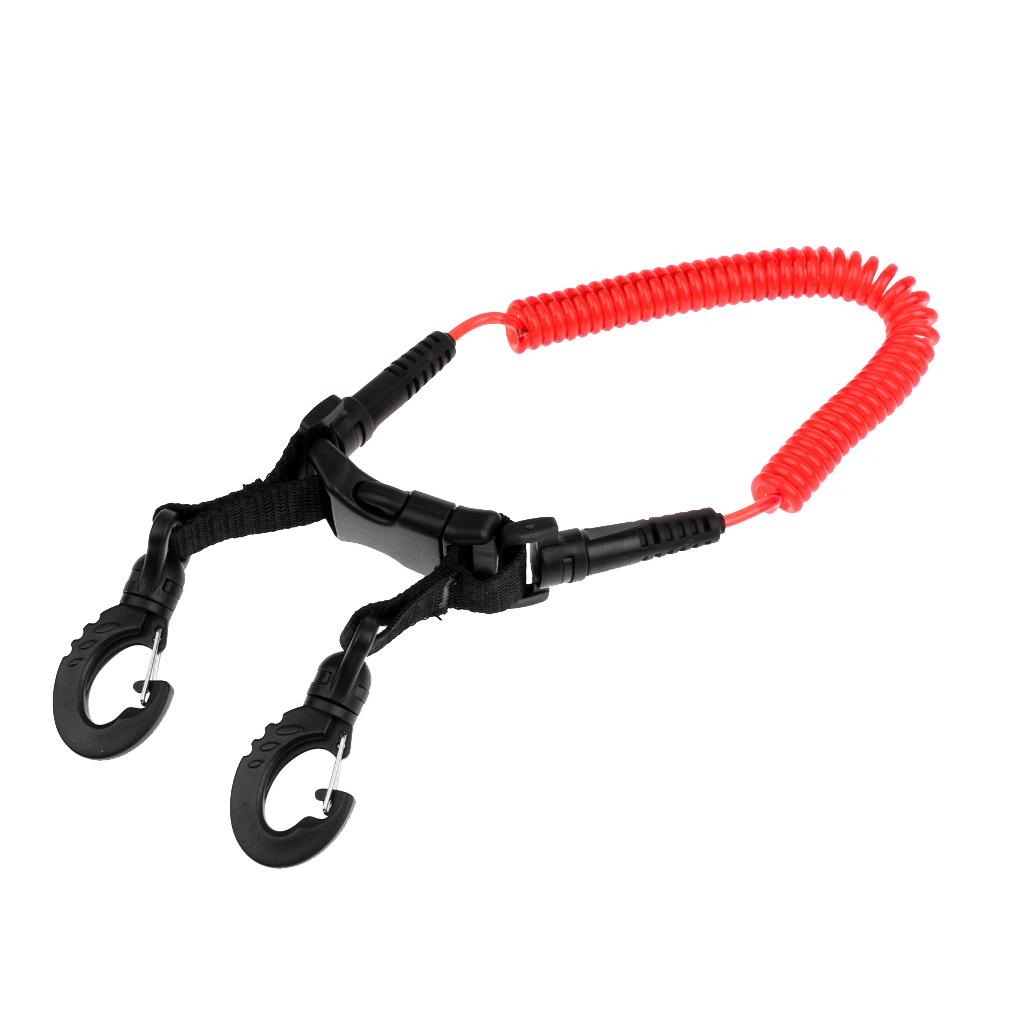 Scuba Diving Dive Coil Light Camera Lanyard Double End Clip & Webbing Buckle