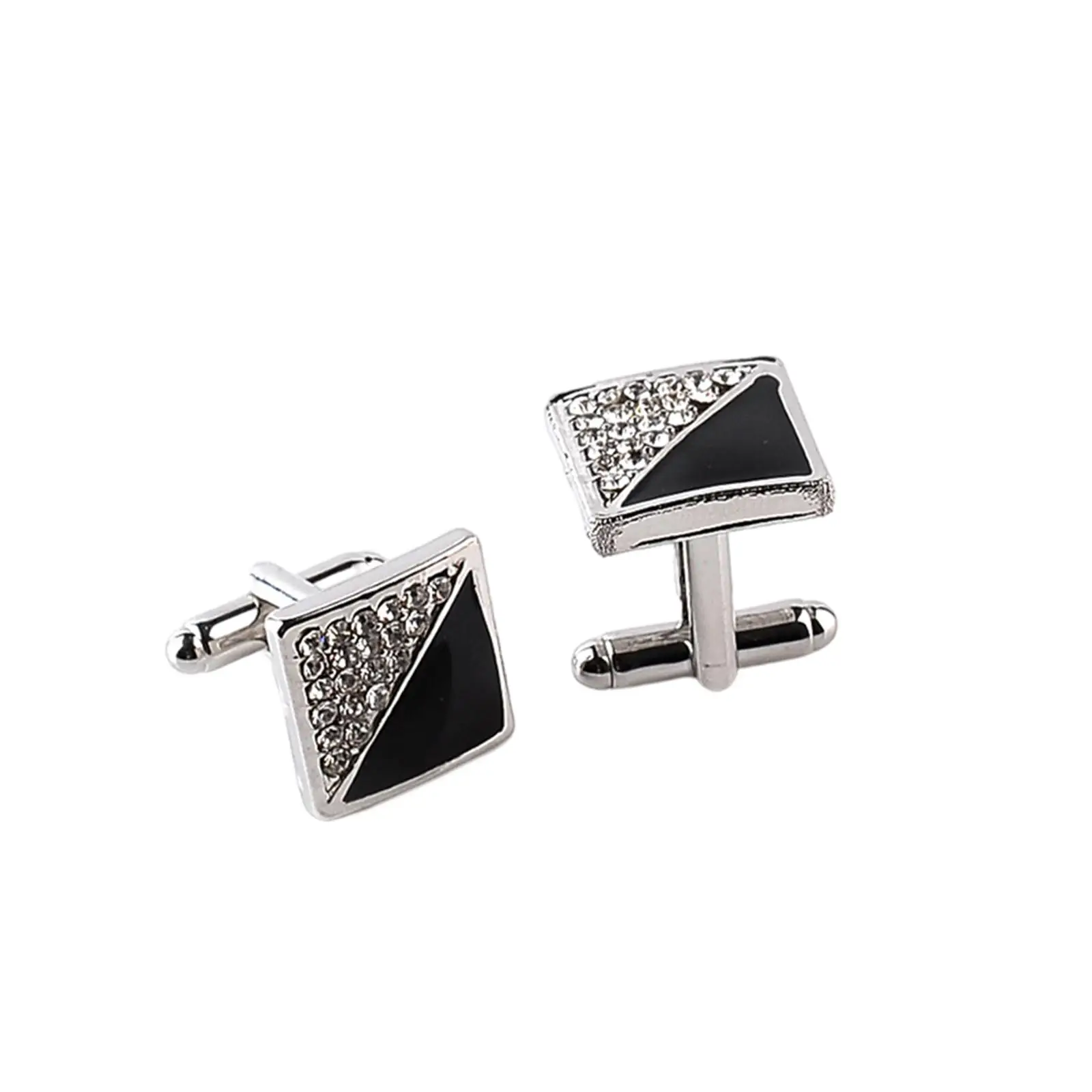 2Pcs Mens Cufflinks Rhinestones Unique Square Elegant Alloy Shirts  for Birthday Business Special Occasions Office Favour Gift