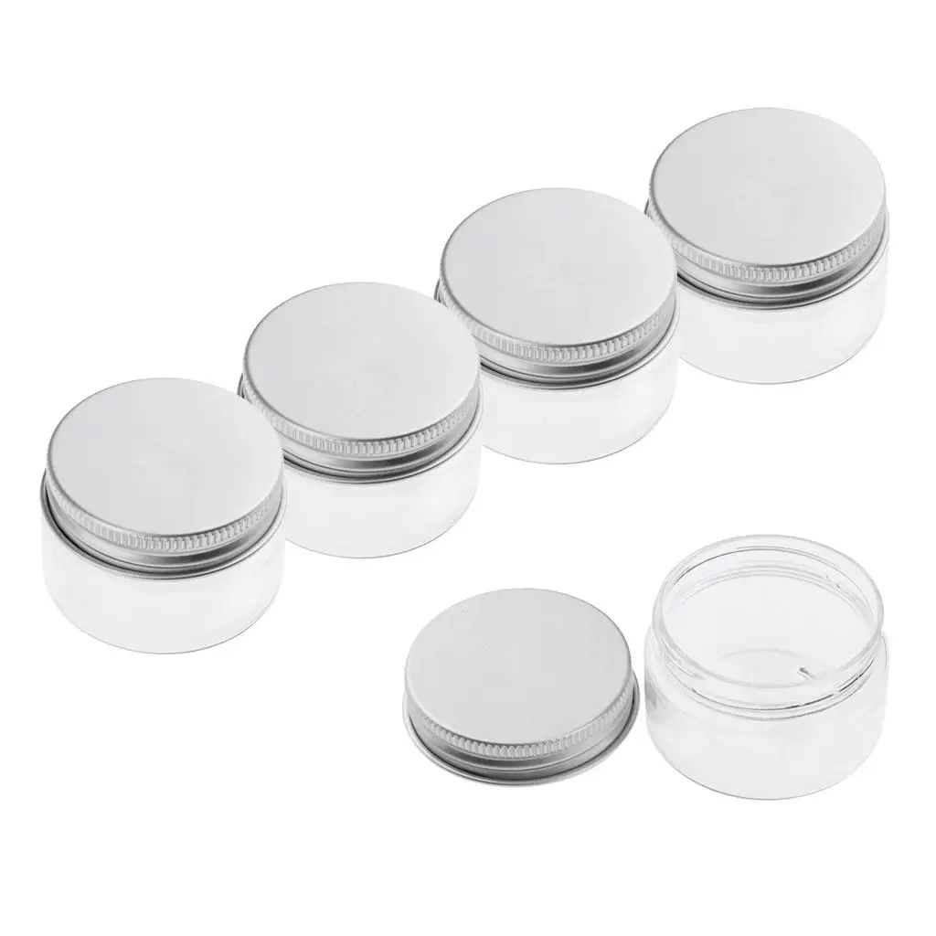 5x Empty Cosmetic Pots Lip Container Jar Aluminum Cover 100 ml 68x43 mm