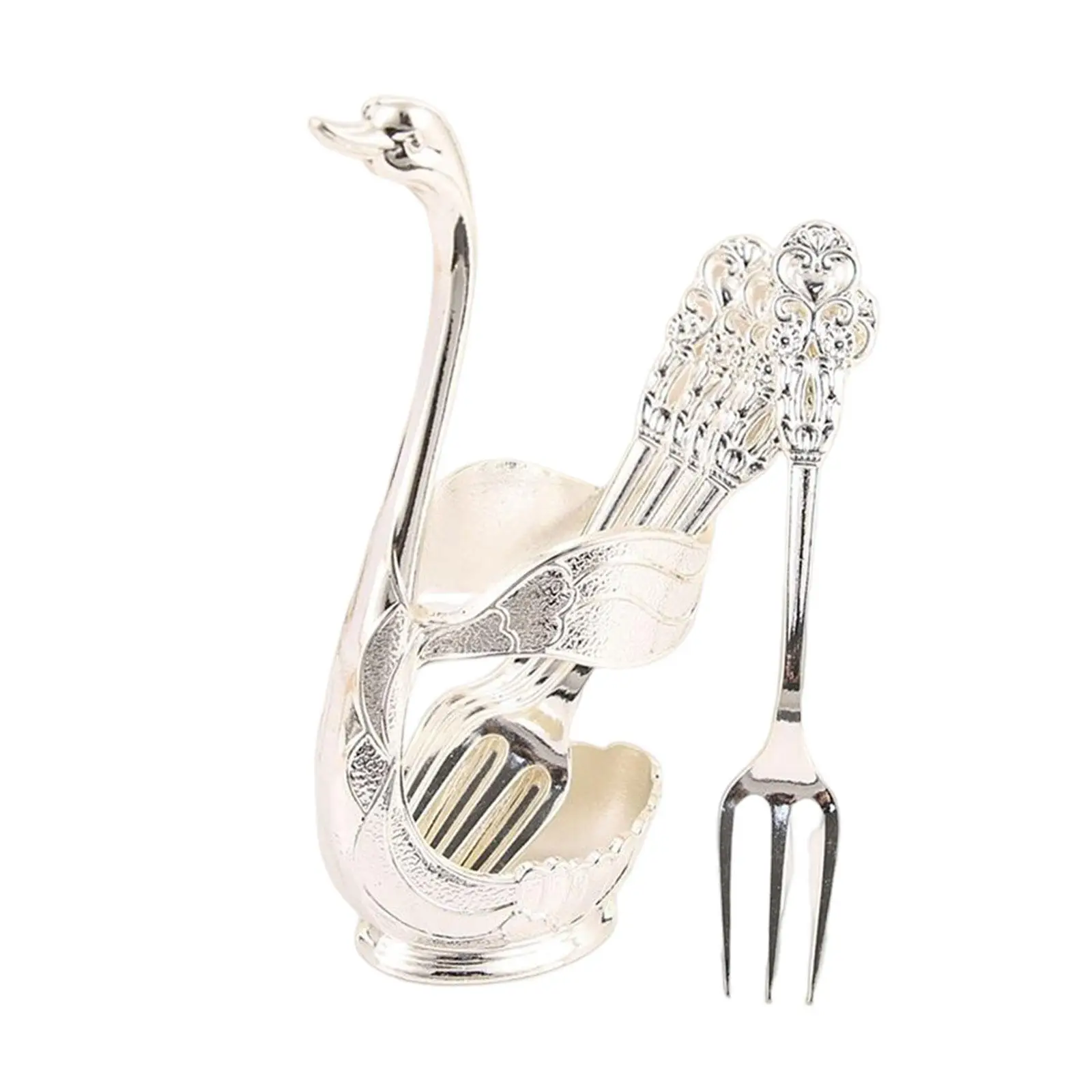 Creative Decorative Swan Base Holder Cutlery Appetizer Forks Teaspoons Coffee Spoons Holder for Restaurant Birthday Party Decor