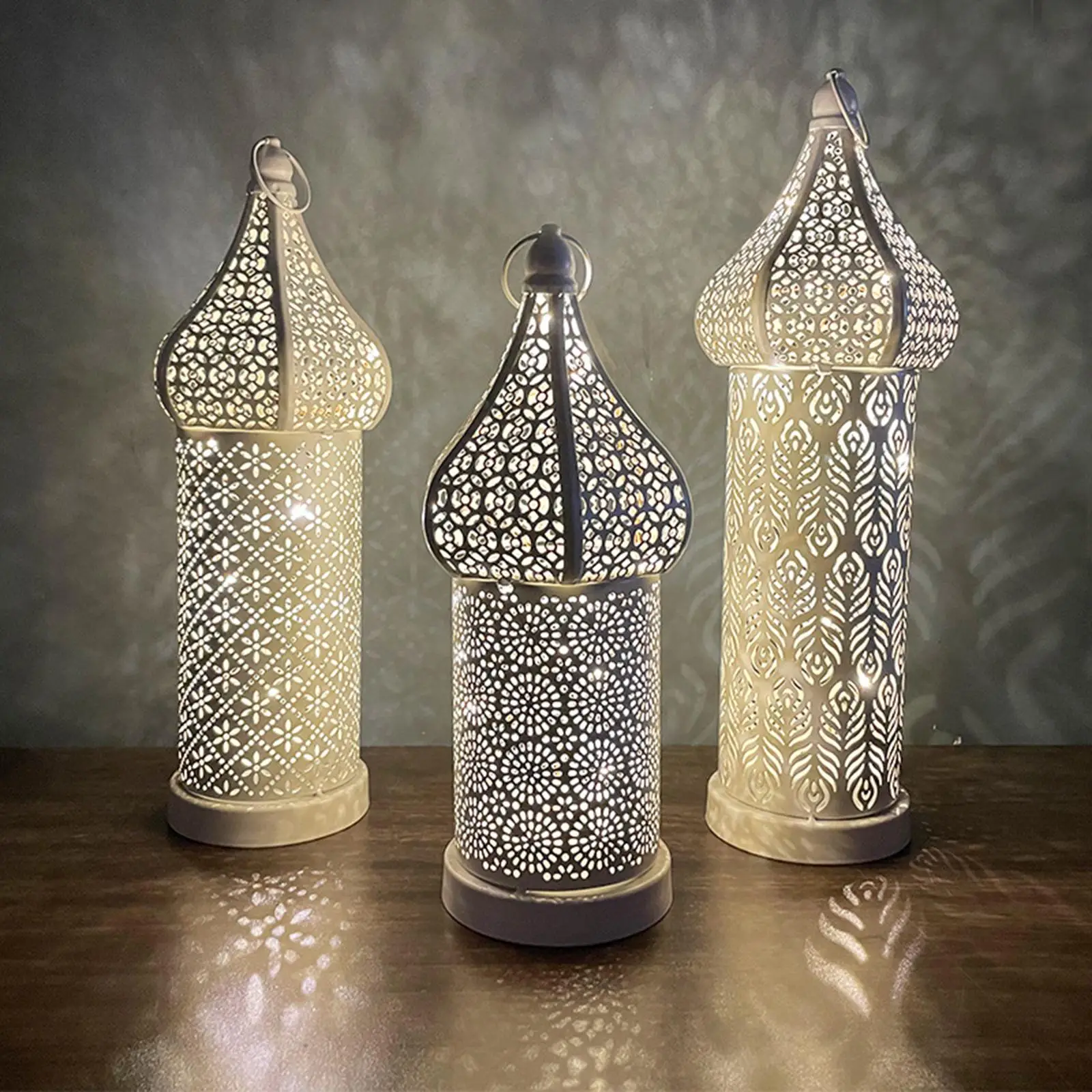 Retro Style Moroccan Lantern Light Props Desk Lamp for Wedding Party Living Room