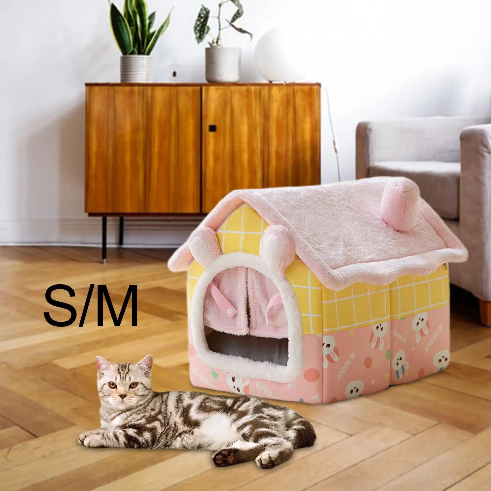 Portable Cat House, Pet Bed Washable, Cushion, Kennel, for Puppy Floor Dog Indoor Cats