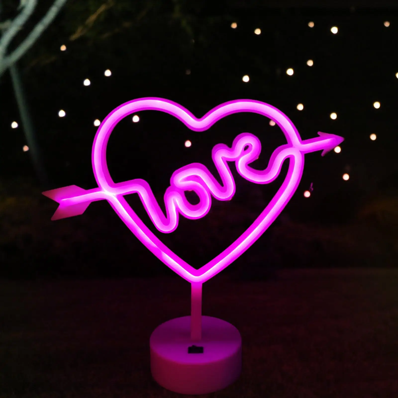 Heart Shape Neon Light with Holder Base Decorative LED Neon Sign for Tabletop Party Supplies Valentine Living Room