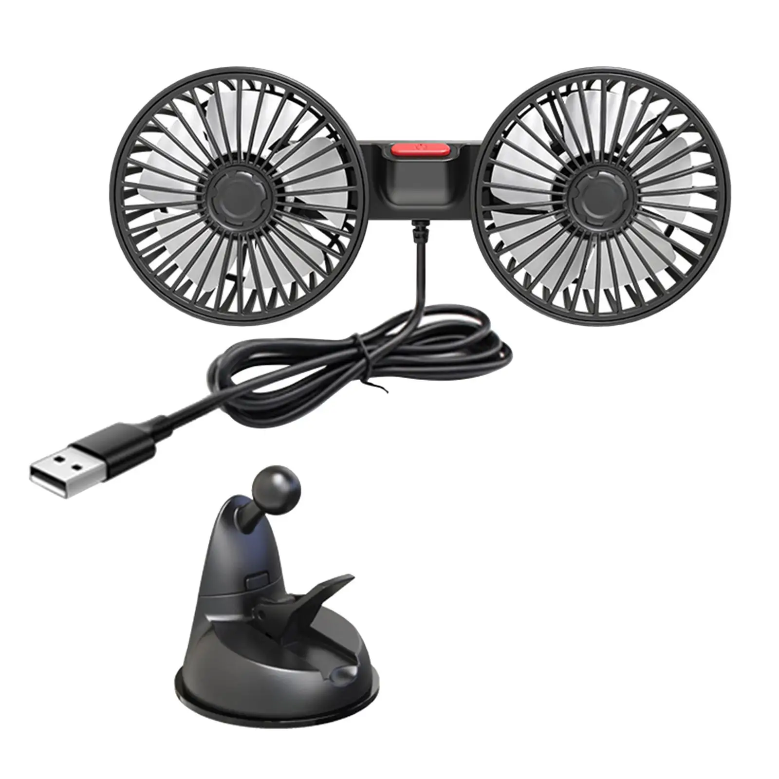 Car Cooling Fan ABS Universal Strong Wind USB 360 Degree Adjustable Desk Fan