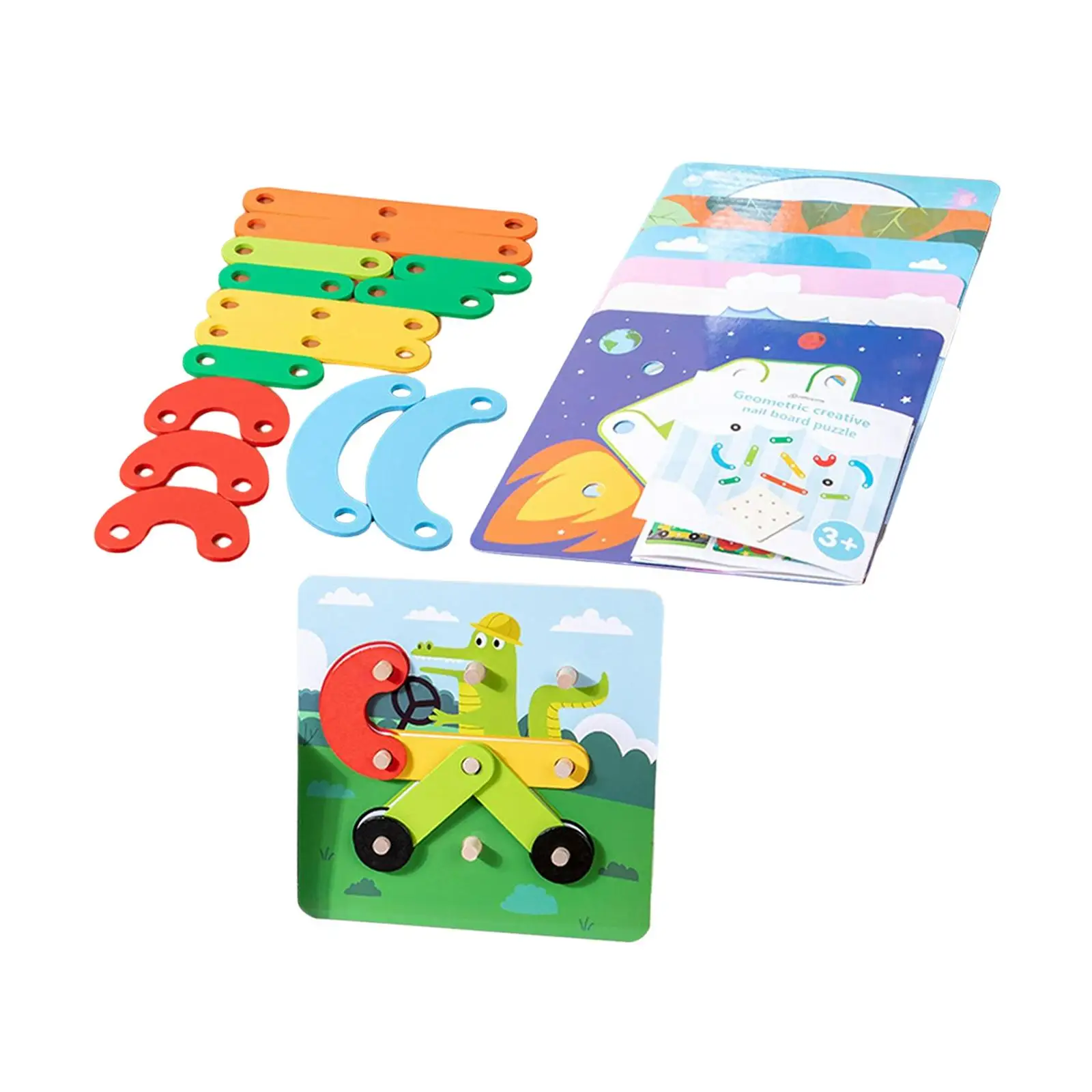 Wooden Puzzle Shape Color Sorter Pegboard Jigsaw Color Recognition Stacker Fine Motor Skill Early education Girls Boys Kids