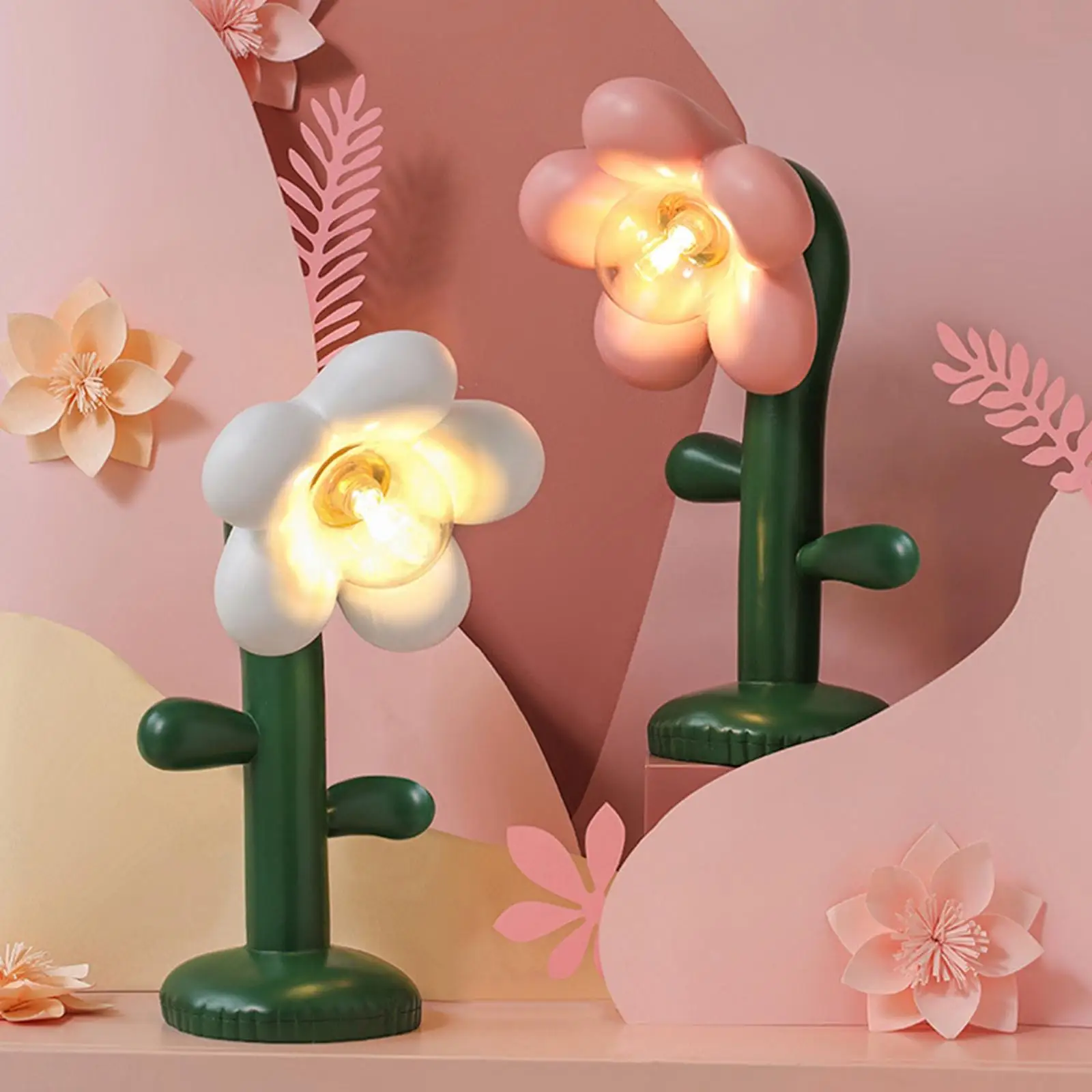 NightStand Lamps Flower Lamp Decor Desk Light Lamp for Bedside Bathroom Cafe