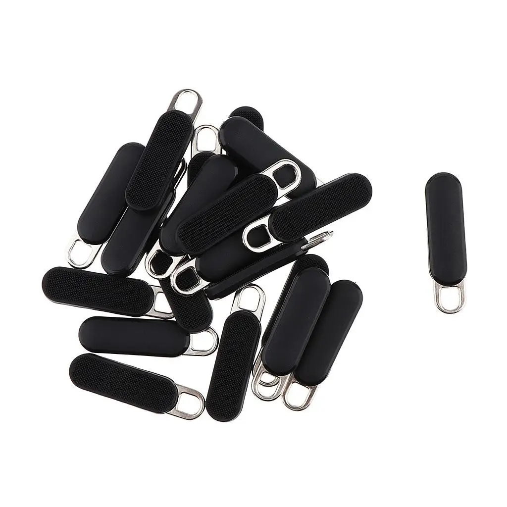 20 Pcs Black Zipper Tags  Puller Extension Zip Fixer for Backpacks Jackets Luggage Suitcases