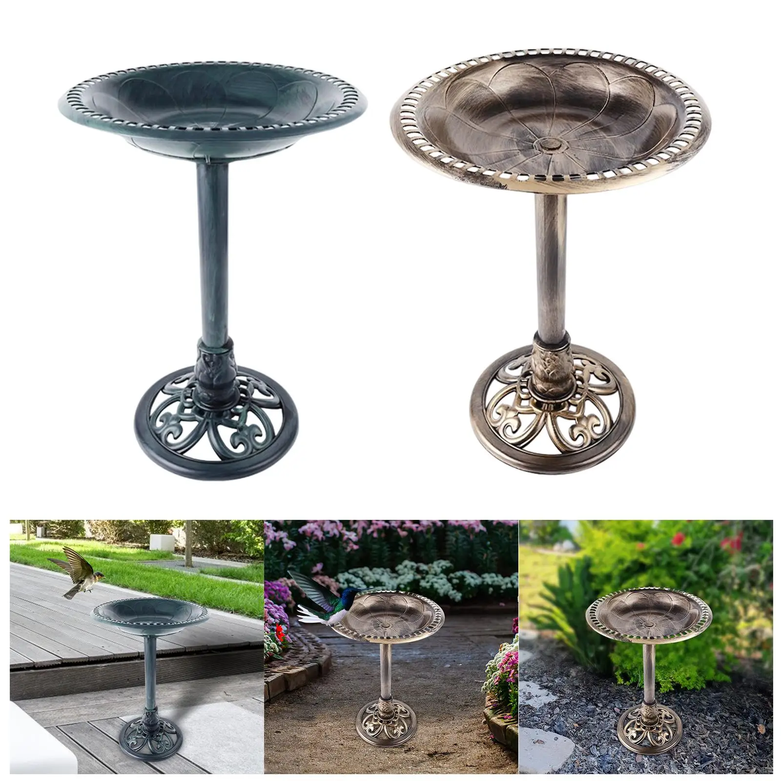 Outdoor Bird Bath Lightweight Pedestal Bird Bath for Lawn Balcony Courtyard Ornament