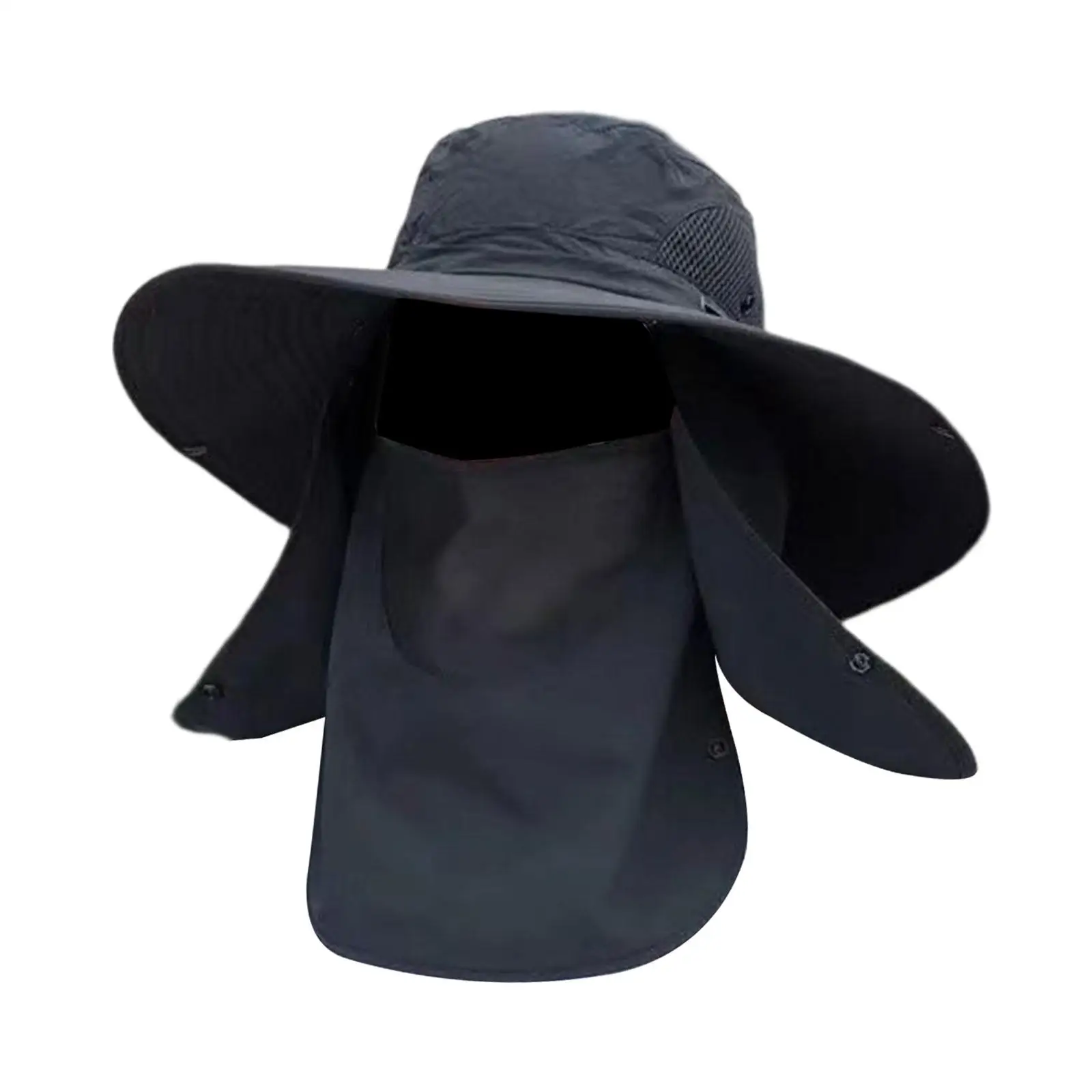 Fishing Hat Windproof Strap Outdoor Sun Cap with Detachable Face Neck Flap Cover for Gardening Women Men Climbing Backpacking