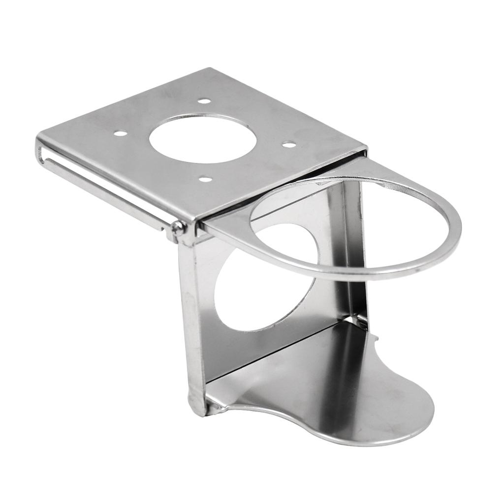 Stainless Steel Adjustable Fold-Up Drink Holder FOR RV Marine Boat, Can Hold