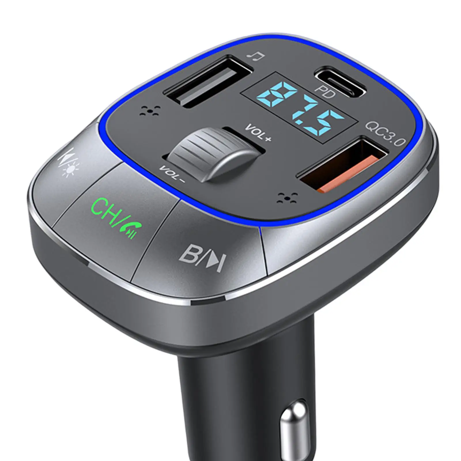 Bluetooth Car Adapter Quick Charging Hands Free PD 30W QC 3.0 Music Player