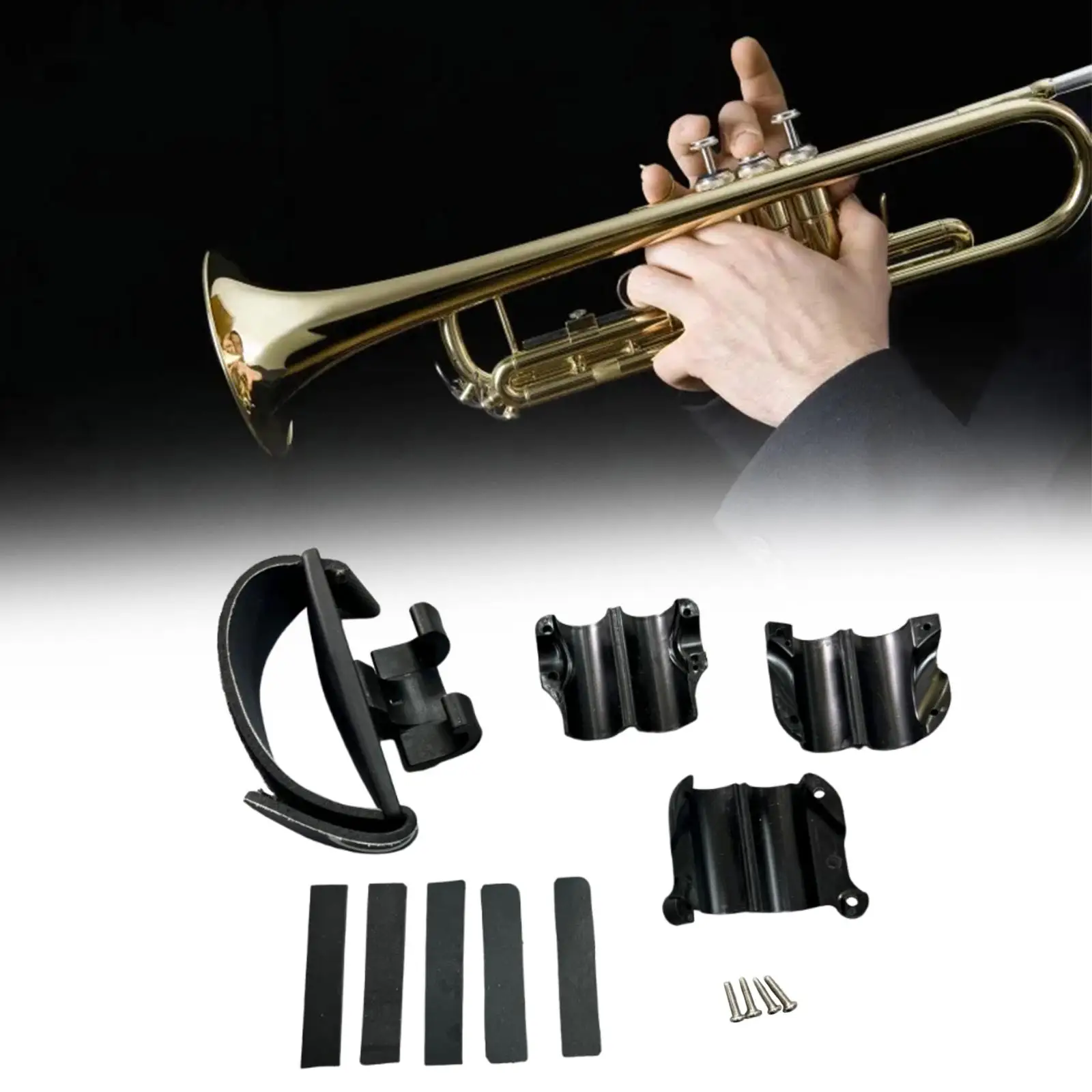 Trombone Grip Comfortable Universal Maintain A Proper Playing Position Trombone Cleaning Care with Screws and Straps Black Wraps