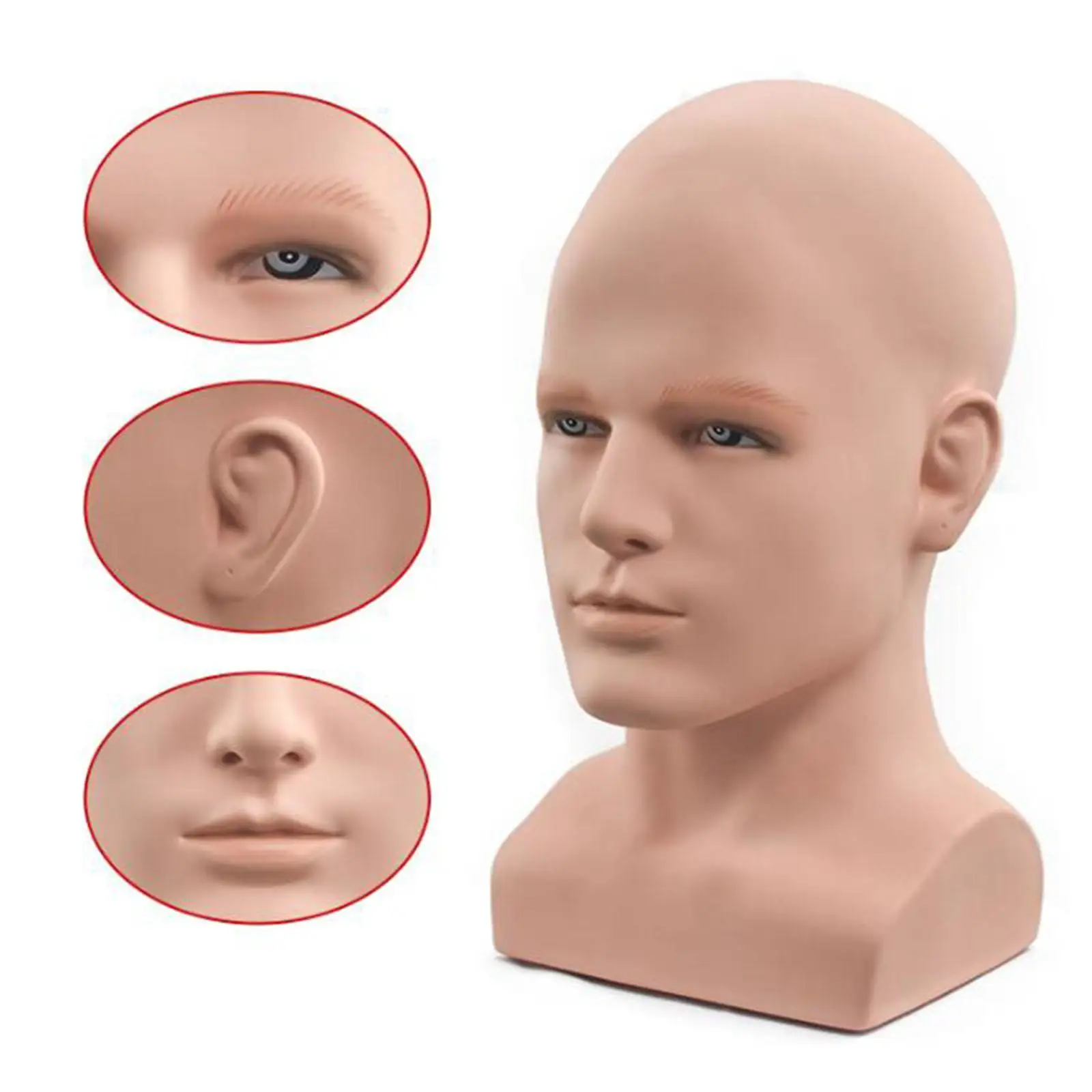 pvc Mannequin Head, Show Head Manikin Head Model, Head Bust Male head for Hat Headset Necklace Chain Stand Holder