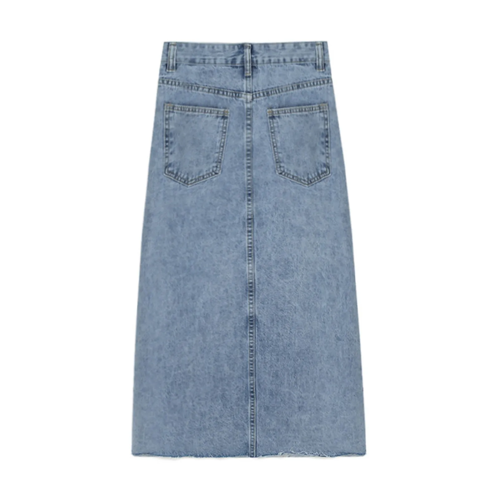 Women Fashion Long Mid Waist Button Pocket Front Straight Denim Maxi Skirts Kawaii Skirts For Women Mini Skirt Y2k Style юбка