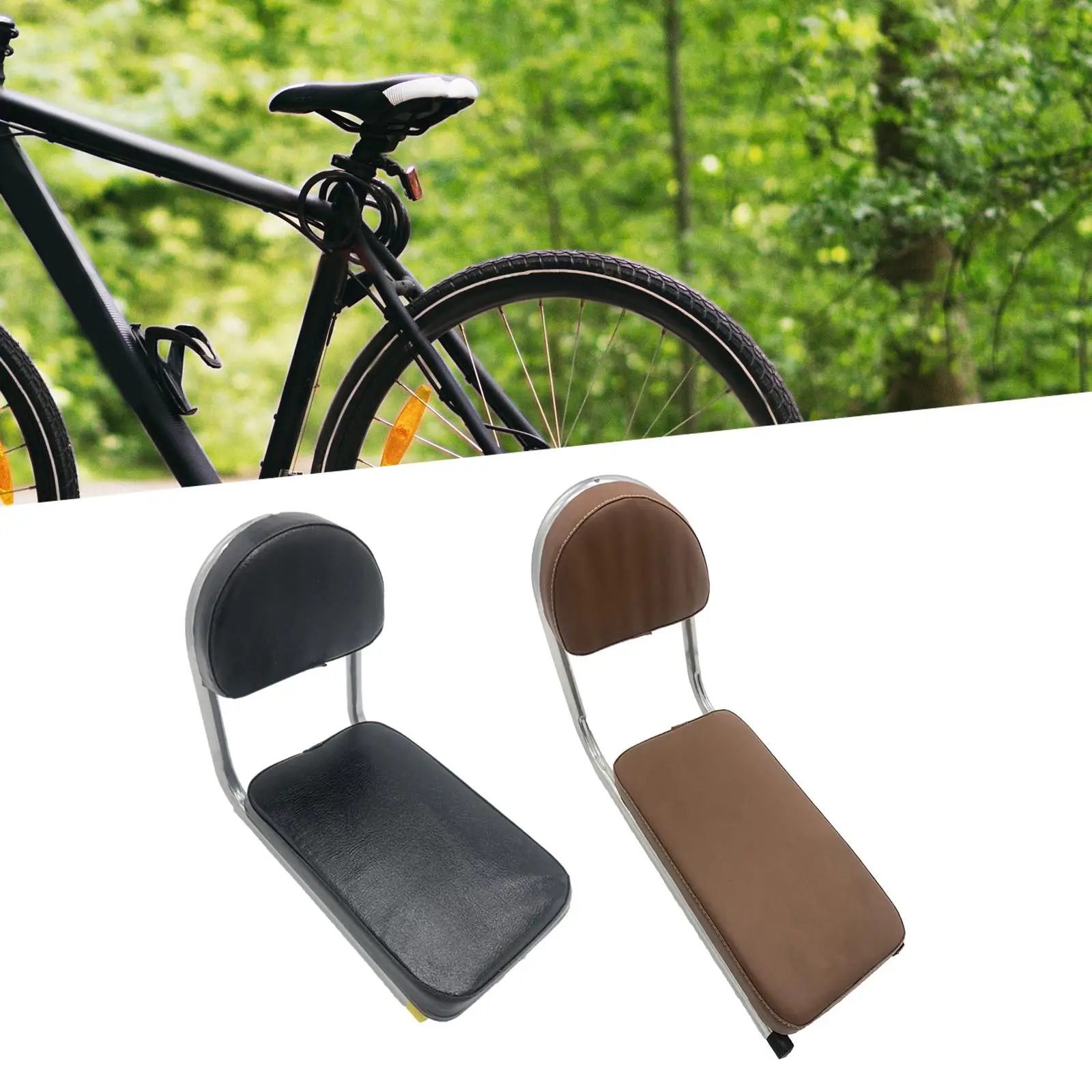 Bicycle Rear Seat Easy Cleaning PU Leather Back Saddle with Backrest Bike Back Seat for Travel Touring Riding Outdoor Accessory
