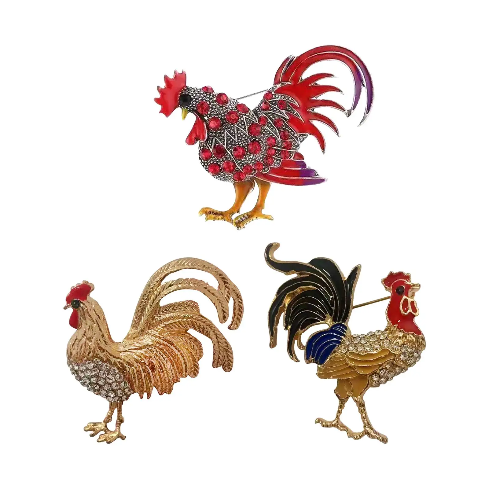Chicken Brooch Pin Beautiful Glitter for Christmas Party Clothing Girls