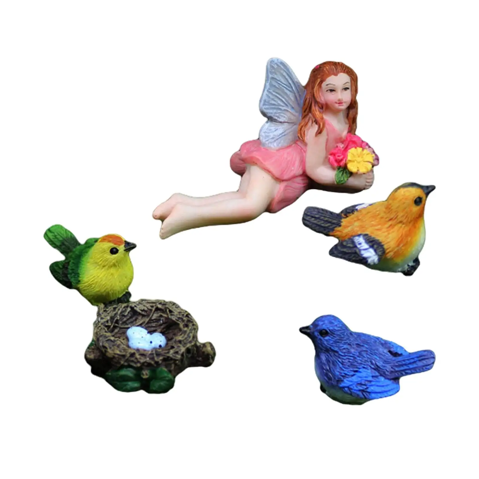 5 Pieces Resin Craft Fairy Garden Figurines  Dollhouse Accessories Garden Statue for Desktop